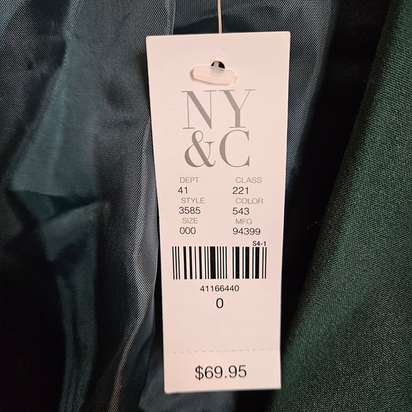 NWT Green New York & Company Stretch Button‎ Up Peak Lapel Blazer Size O - Picture 4 of 8